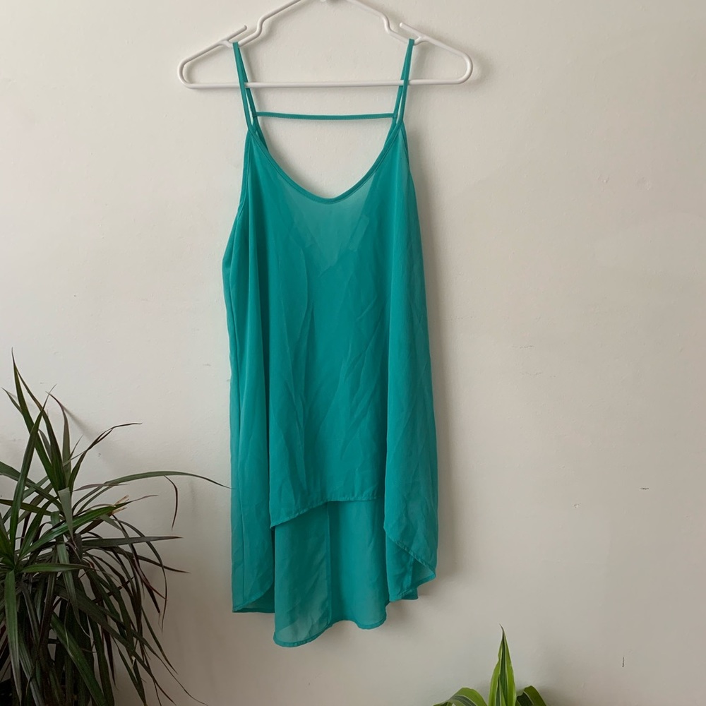 Lush green strappy shirt with tail